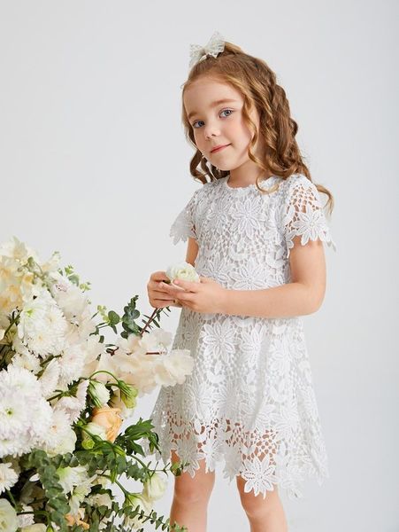 

toddler girls solid lace dress she, Red;yellow