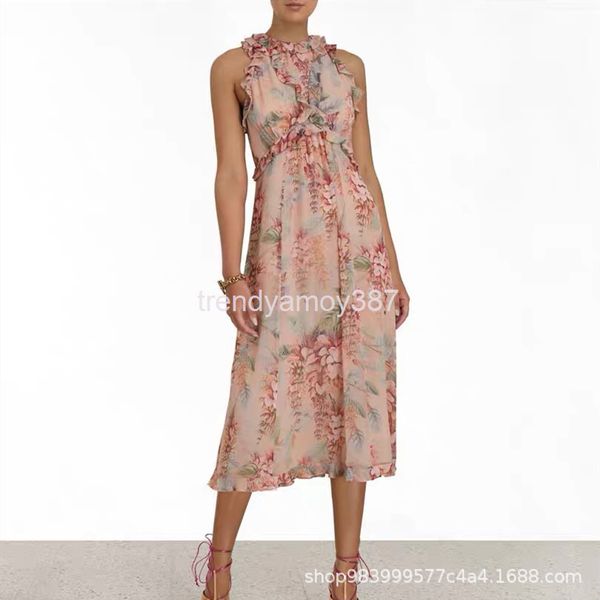 

casual dresses z family holiday style stitched fungus edge printed sleeveless vest dress nanyou, Black;gray