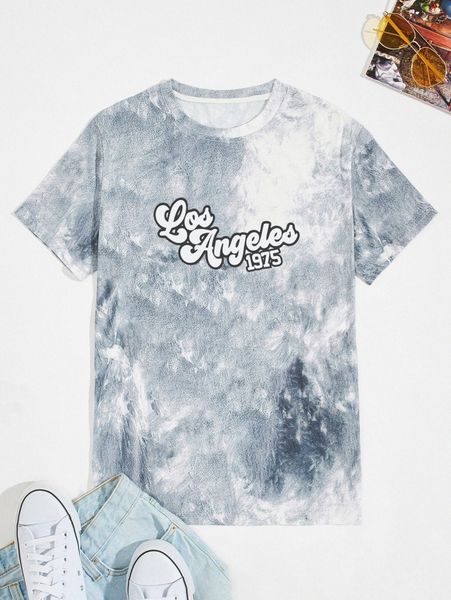 

romwe guys tie dye letter graphic tee g0kf#, White;black