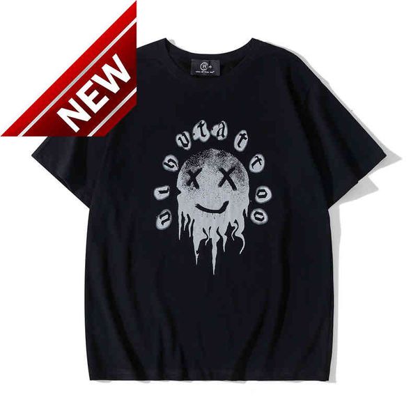 

50% discount 2022 spring and summer new fashion brand white off color boy smiley face letter short sleeve batch factory direct sale, White;black