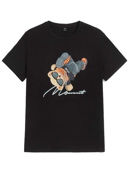 

men cartoon & letter graphic tee 03yn#, White;black