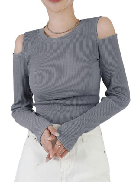 

dazy cold shoulder rib-knit tee x3tv#, White