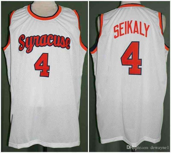 

rony syracuse 4 orange seikaly college basketball jersey white retro classic mens all sewn custom number and name jerseys, Black
