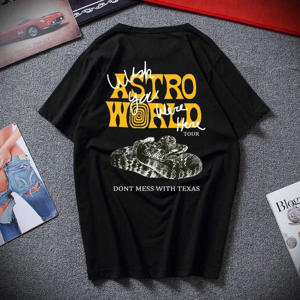 

2021 new fashion hip hop t male shirt woman travis scotts astroworld harajuku t-shirts you were here letter print, White;black