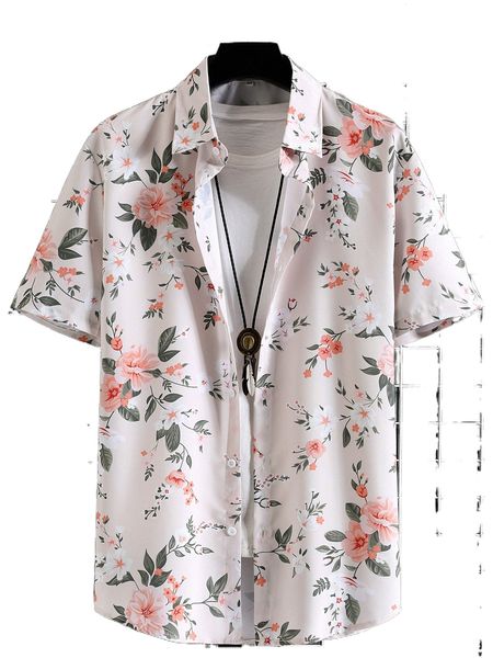 

men random floral print shirt without tee 09ol#, White;black