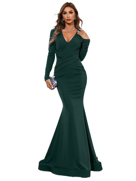 

missord v neck mermaid hem prom dress d2li#, Black;gray