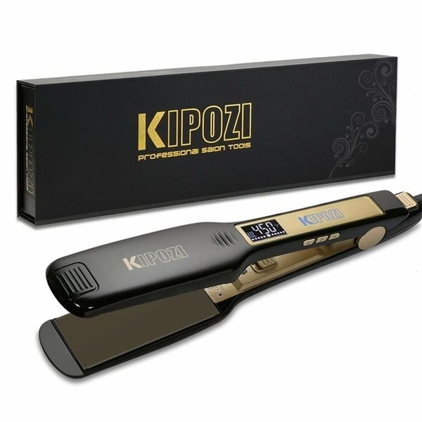 

kipozi hair straightener flat iron tourmaline ceramic professional culer salon steam care 220217246o, Black