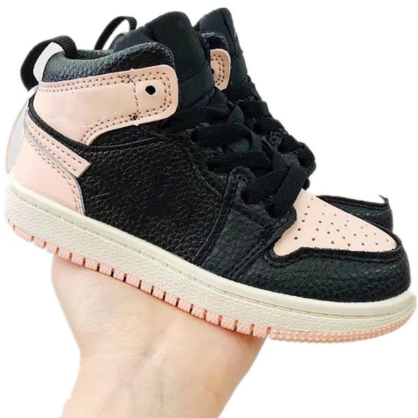

20slittle kid shoe mismatch theme i 1s court purple basketball shoes baby mid come fly with me toddler coral yellow toe us:6c-3y sneaker, Black