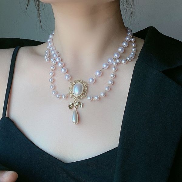 

pearl tassel necklace bridal banquet temperament fashion clavicle neck chain choker accessories, Silver