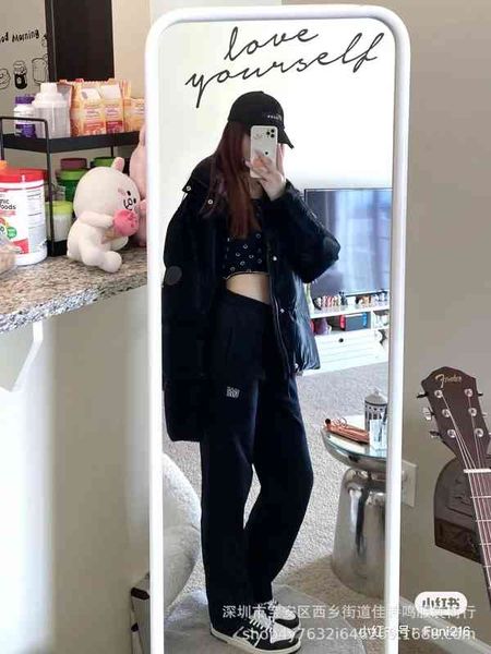 

women's pants capris ga autumn and winter song yanfei's same straight casual pants black elastic waist drop feeling sweatpants fem, Black;white