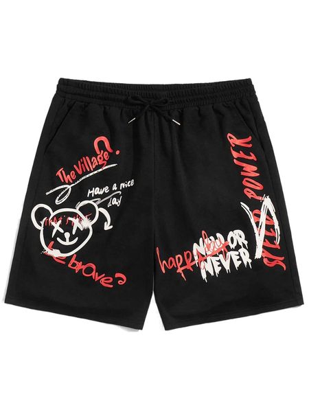 

romwe guys letter graphic shorts d0xp#, White;black