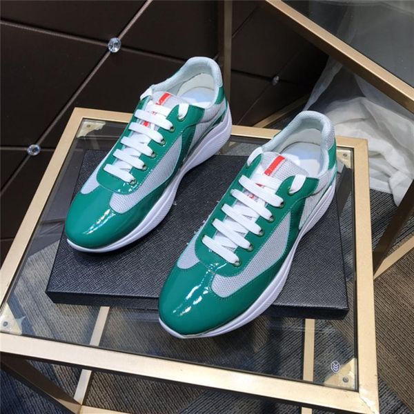 

2021 italian red comfortable sneakers sneaker british designer mens casual shoes bright patent leather mesh breathable296y, Black;red