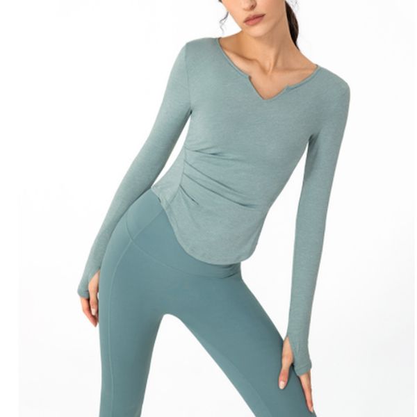 I clienti acquistano spesso con l'estate nuovi abiti da yoga da donna vestiti a maniche corte fitness sport ad asciugatura rapida modello filato T-shirt elastica ad aria
