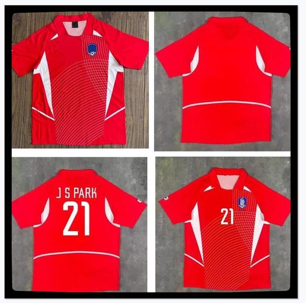 

2002 korea jersey 2002 national team retro soccer jerseys 02 home red vintage south camiseta de futbol classic football shirts #21 j s park, Black;yellow