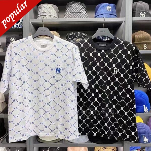 

factory direct sales fashion trend short sleeves new 022 summer old flower full print brand sleeve men's and women's loose round, White;black