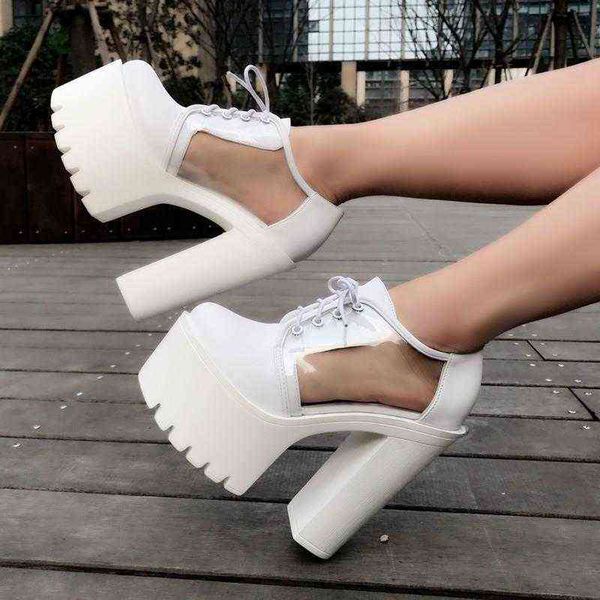 

european and american transparent nightclub dj bar ds performance shoes 15cm thick heel super high heel platform women's shoes 220523, Black