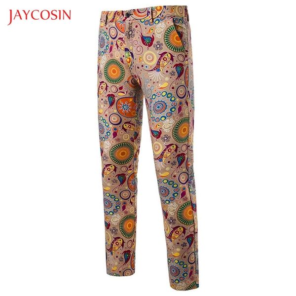

joycosin men's fashion pants autumn casual men trousers floral print khaki straight zipper pants trousers street wear wild 201128, Black