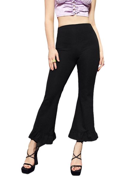 

high waist flared leg pants h0t1#, Black;white