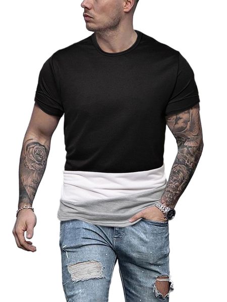 

men color block tee z3f2#, White;black