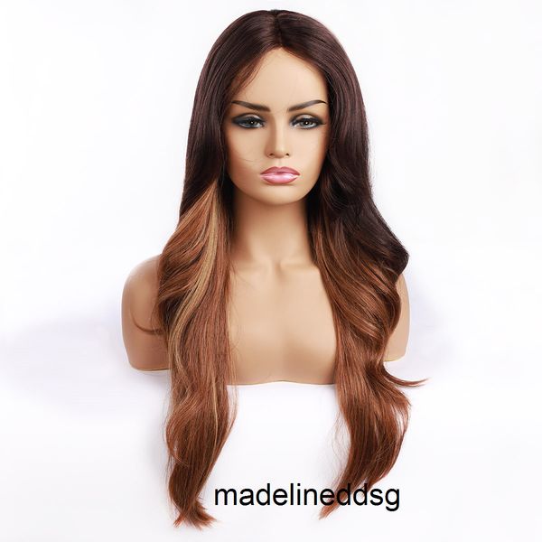 

ombre color wigs 613 blonde colr purple body wave hair wigs 2 27blue high heat resistant fiber hair silky straight lace wis for women 3zc5, Black