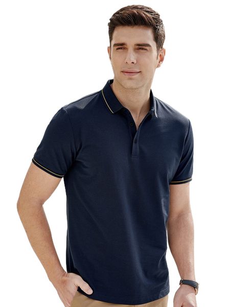 

men striped trim polo shirt d84z#, White;black