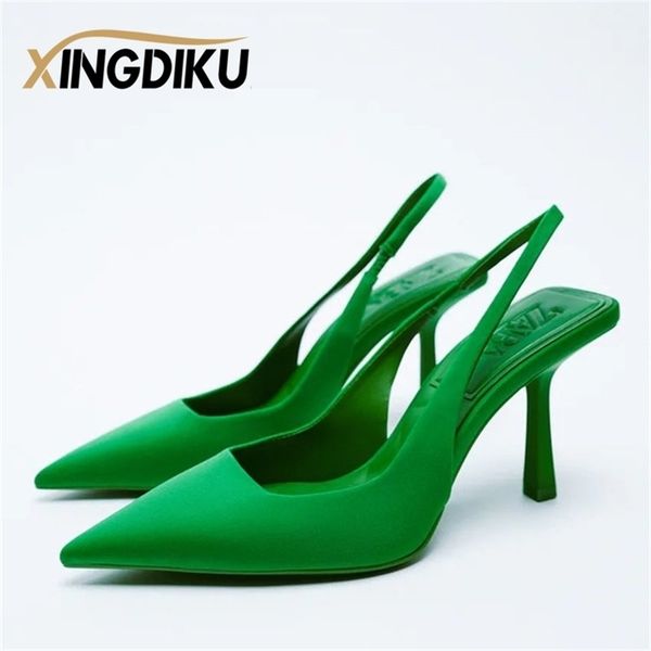 

designer sandals zra brand fashion high heels pointed toe stiletto banquet wedding summer ladies shoes and 220602, Black