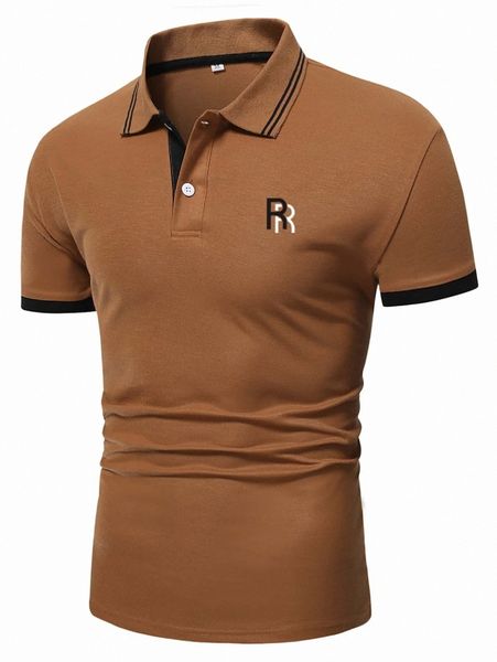 

men letter graphic contrast trim polo shirt l4wk#, White;black