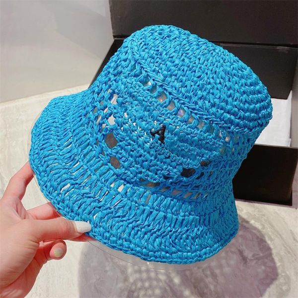 

summer straw hats for women designer bucket hat 4 colors luxurys designers fisher sunhats holiday beanies caps fashion strawhat braid cap, Blue;gray