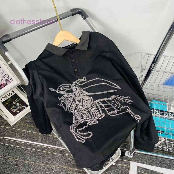 

brand bbr hoodie net red same better diamond knight sweater men's autumn trend long sleeve european polo shirt spirit boy war horse, Black