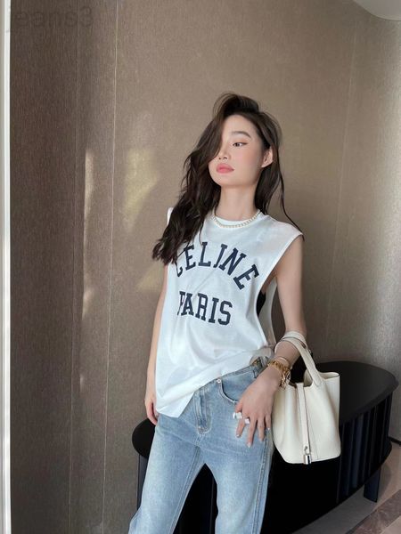 

women's t-shirt designer ce22s early spring new print sleeveless vest loose thin wsdv, White