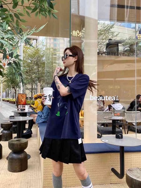 

women's t-shirt bv cartoon dog print short sleeved t-shirt women's loose korean sense minority casual bottom shirt b87o, White