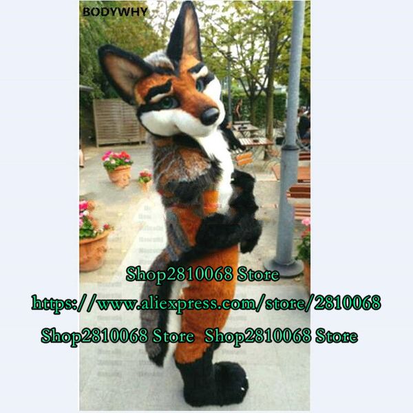 

mascot doll costume factory outlet long hairy husky dog fox wolf dragon mascot costume costume cartoon set birthday party 1052, Red;yellow