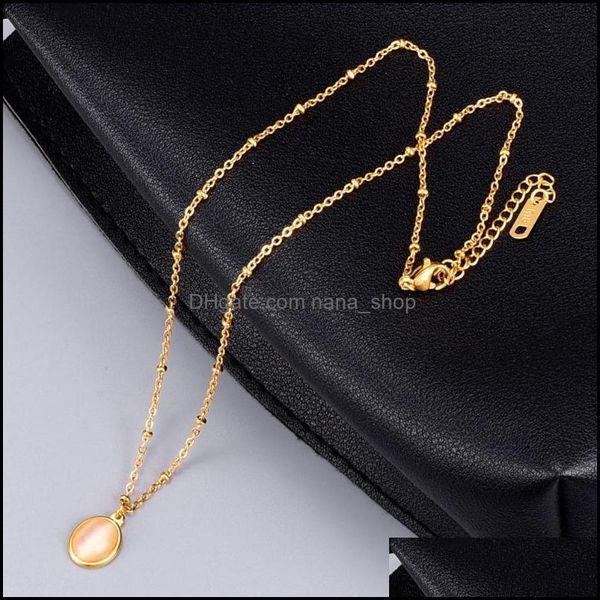 

chokers necklaces pendants jewelry 1pc waterdrop opal stone pendant necklace18k gold filled light luxury natural white fritillaria choker, Golden;silver