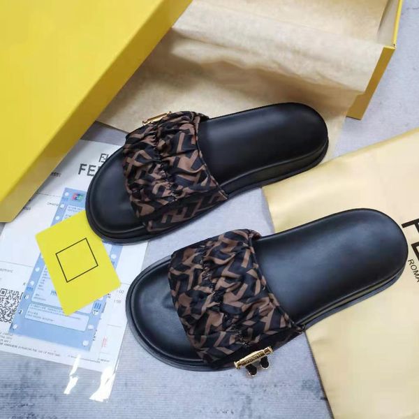 

feel slippers designer shoes print women hand satin sandals silk scarf soft flat slipper beach sandal, Black