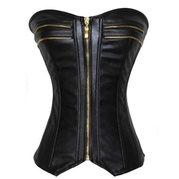 Zip Up Dress Bottoming Corset Leather Court Sexy Underbust Waist Trainer Corselet s And Bustier Top Donna 220524