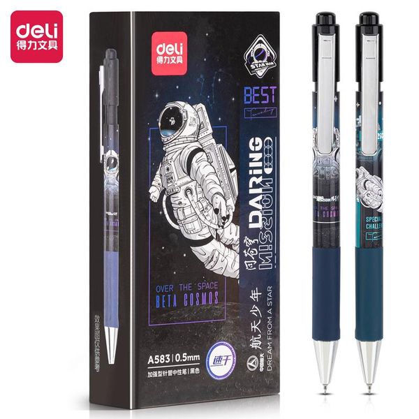 GEL PENS DELI A583 China Luft- und Raumfahrt Quick Action Student Stift 0,5 mm verstärktes Nadelrohr neutral schwarz Signatur