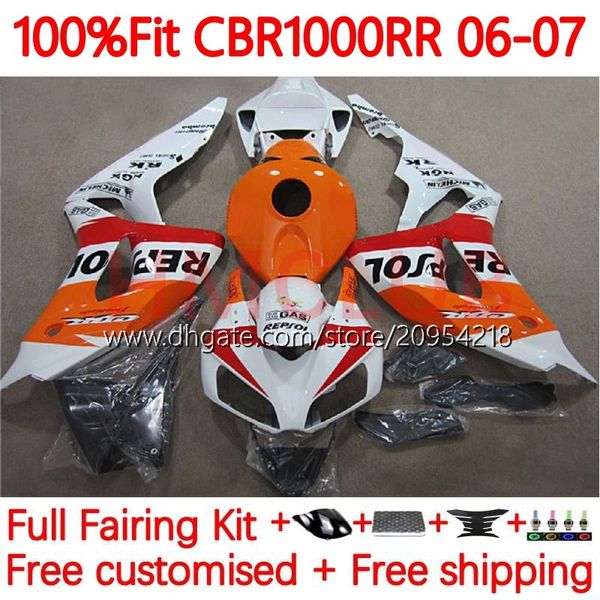 Corpo stampo ad iniezione per HONDA CBR 1000 RR CC 1000RR 1000CC 06-07 Carrozzeria 114No.36 100% Fit CBR1000 RR CBR1000RR 06 07 CBR1000-RR 2006 2007 Kit carenatura OEM bianco Repsol