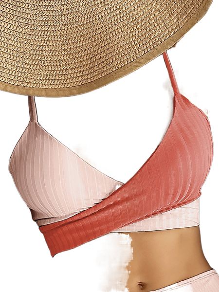

color block wrap bikini h0au#, White;black