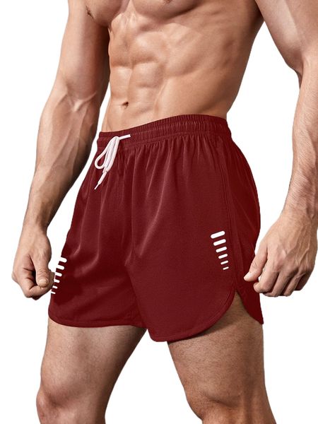 

men geo print drawstring waist sports shorts x9wl#, White;black