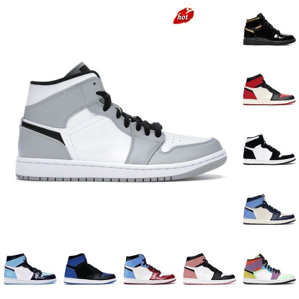

2022 new 1 1s og high basketball shoes pine green black court purple royal bred toe obsidian unc dark mocha university blue smoke grey rust