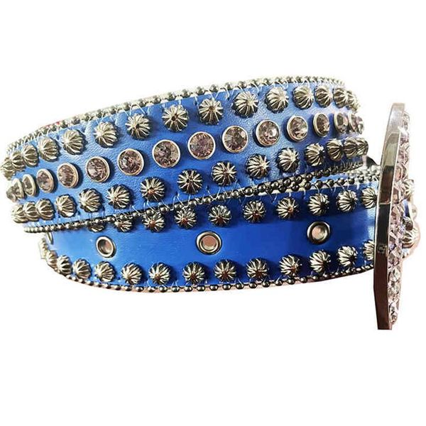 

dna or bb simon rhintone belt with blue belt strap flower girls and boys rhintone belts233n, Black;brown