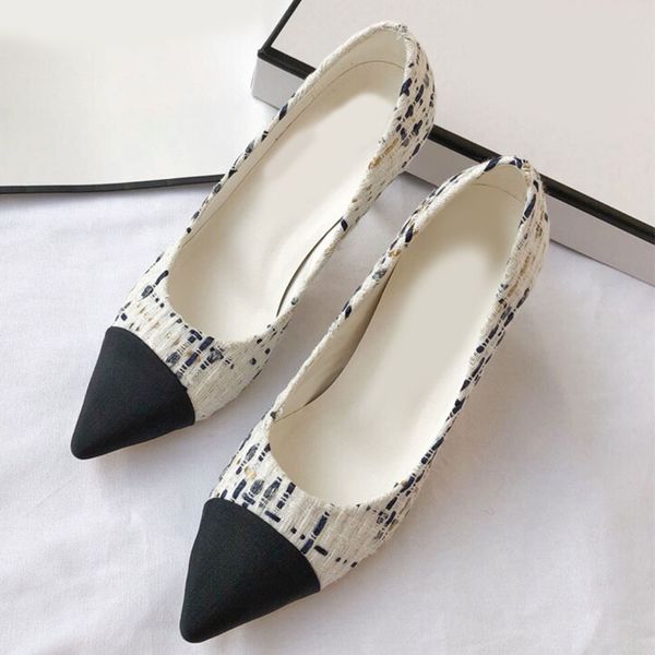 

high heeled shoes for women coarse cloth satin splicing dress shoes pearl sheepskin lining thin heel pumps elegant temperament party dating, Black