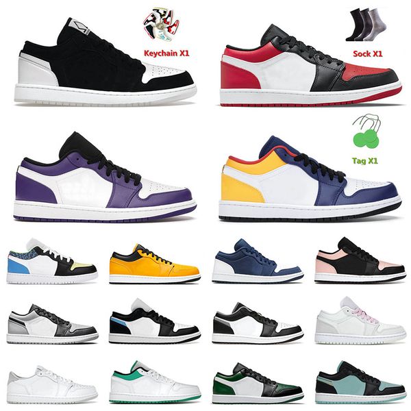 

2022 og jumpman 1 1s low mens basketball shoes dianmond bred tropical twist neutral grey off men women trainers sneakers size 36-46