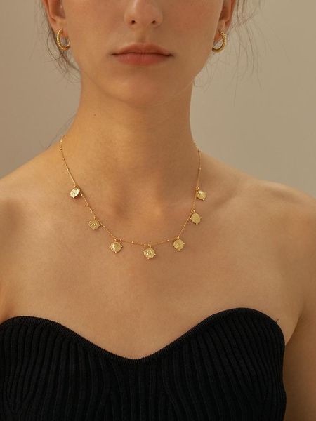 Ketten Messing mit 18 Karat Gold Porträt Geo Münz Halskette Japan Koreanischer Party Designer T Show Runway Gown Jewelry seltene Inschains