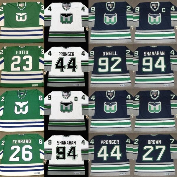 MIT HARTF0LD WHALERS NICK FOTIU FERRARO JEFF BROWN KELLY CHAS FRANK PIETRANGELO Chris Progling Keith Primeau Paul Coffey Shanahan Hockey Jerseys