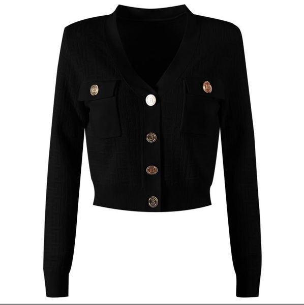 

719 2022 milan runway autumn summer brand same style sweater long sleeve v neck striped cardigan black white womens yl, White;black