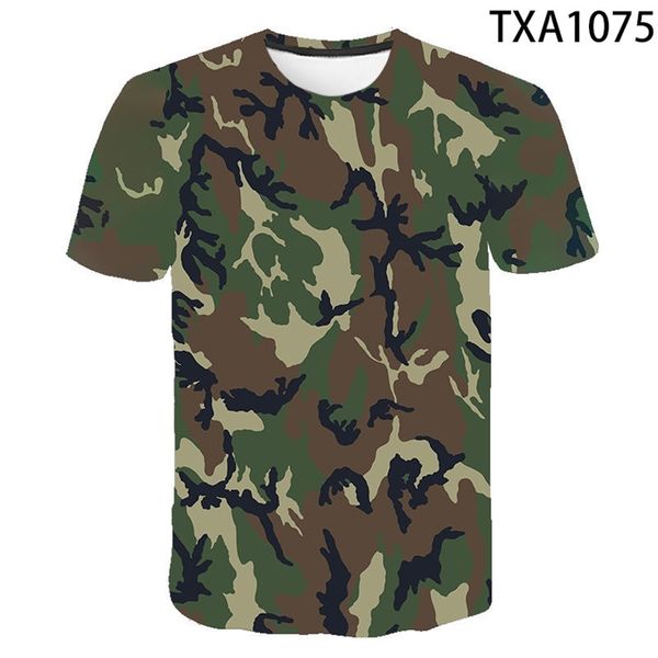 Verão Cool 3D Impresso Camuflagem Militar Camiseta Homens Mulheres Crianças Manga Curta Camiseta Marca Tops Menino Menina Crianças Tee 220607