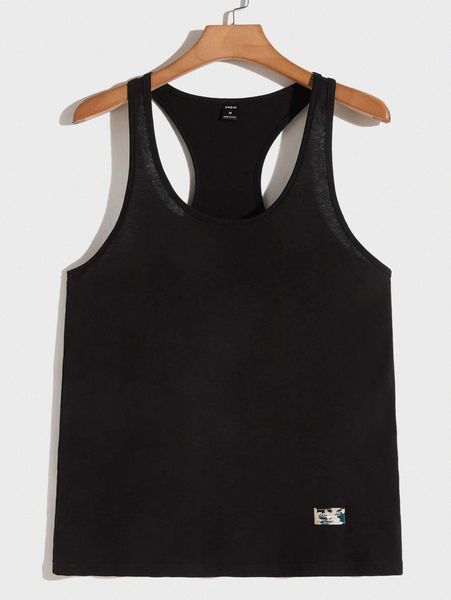 

men patch detail racerback tank 63fe#, White;black