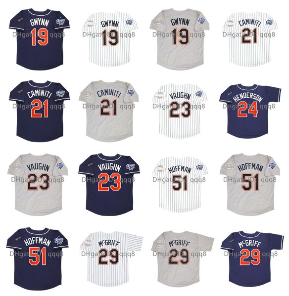 

vintage 1998 world series padres baseball jersey tony gwynn ken caminiti wally joyner greg vaughn trevor hoffman rickey henderson fred mcgri, Blue;black