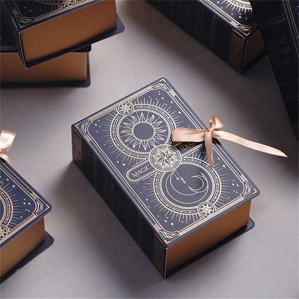 Magic Book Gift Box изящная бронзирование свадебной конфеты для детского душа упаковка Es Party Рождественские декоративные сумки 220427